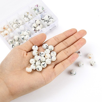 80Pcs 8 Colors Christmas Opaque Glass Beads EGLA-YW0001-04-1