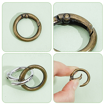 100Pcs 5 Colors Zinc Alloy Spring Gate Rings FIND-GO0004-54-1