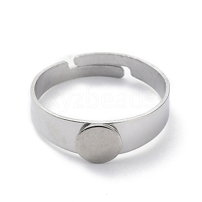 Non-Tarnish Adjustable 304 Stainless Steel Finger Rings Components STAS-F149-21P-C-1
