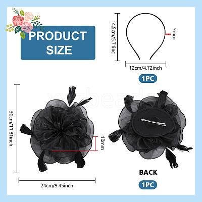 Organza Hat Hair Clips and Hair Bands for Women OHAR-WH0034-37-1