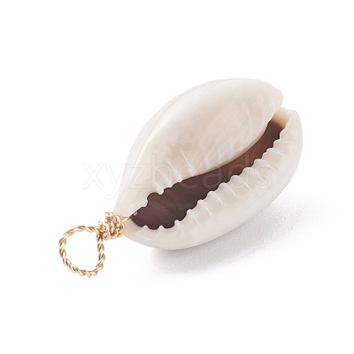 Natural Cowrie Shell Dyed Pendants PALLOY-JF01206-1