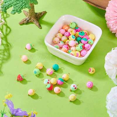50Pcs Fruits Theme Handmade Polymer Clay Pendants CLAY-TA0007-08-1