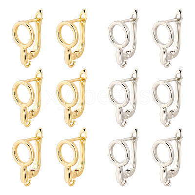 12Pcs 2 Colors Brass Hoop Earring Findings KK-BC0010-99-1