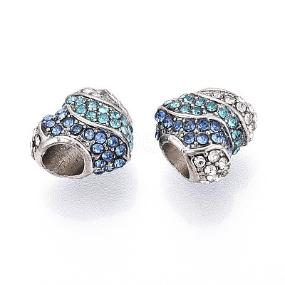 Alloy Rhinestone European Beads FIND-N009-12P-1