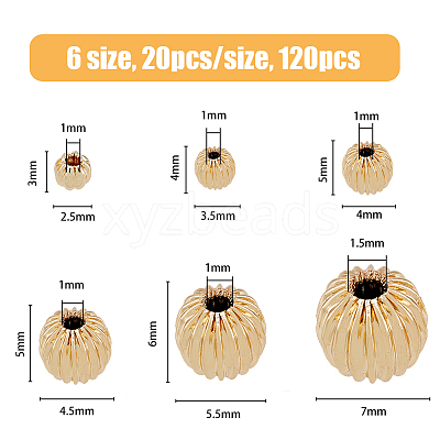 120Pcs 6 Style Brass Groove Bead KK-HY0002-98-1