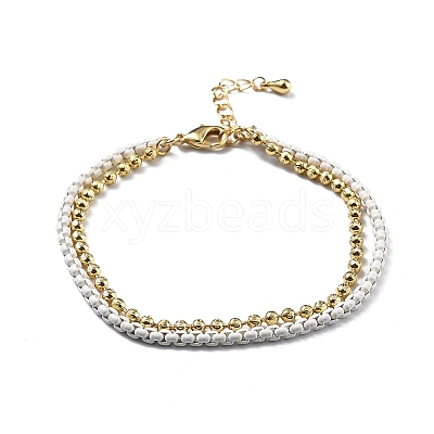 Brass Beaded Double Strand Bracelets BJEW-U027-02G-1