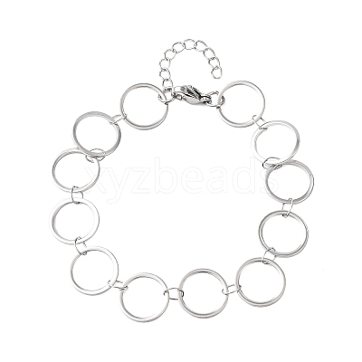 304 Stainless Steel Ring Link Chain Bracelets BJEW-P373-02D-P-1