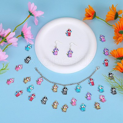 30Pcs 6 Colors Alloy Enamel Pandants ENAM-SZ0004-18-1