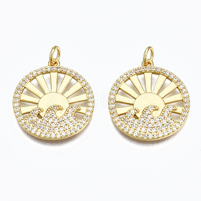 Brass Micro Pave Clear Cubic Zirconia Pendants ZIRC-N039-125-NF-1