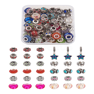 Alloy Rhinestone European Beads MPDL-TA0001-01-1