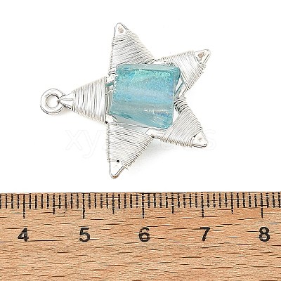 Electroplated Natural Quartz Faceted Copper Wire Wrapped Pendants PALLOY-TA00443-01-1