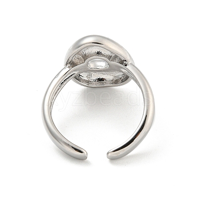 Brass Letter Open Cuff Rings for Women RJEW-G313-01O-P-1