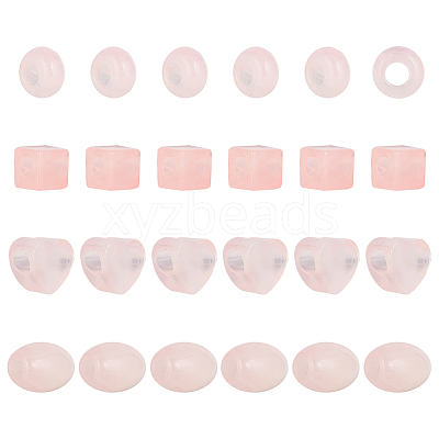 24Pcs 4 Styles Natural Rose Quartz European Beads G-AR0005-34-1