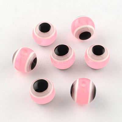 Round Evil Eye Resin Beads RESI-R159-8mm-M-1