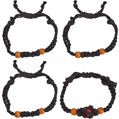 6Pcs Waxed Cotton Cord Braided Bracelets BJEW-SC0001-25-1