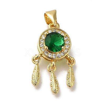 Rack Plating Brass Micro Pave Cubic Zirconia Pendants KK-G500-28G-1