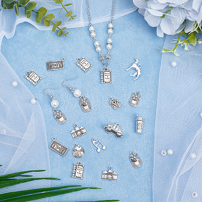 60Pcs 10 Styles Tibetan Style Alloy Pendants FIND-SC0010-72-1