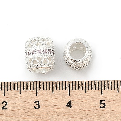 Brass Micro Pave Cubic Zirconia European Beads KK-P297-05S-1