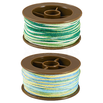 2 Rolls 2 Colors Segment Dyed Round Polyester Twisted Cords OCOR-TA0003-59A-1