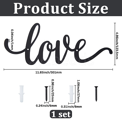 Iron Art Word Love Wall Ornaments HJEW-WH20004-18EB-1