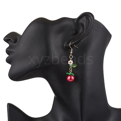 304 Stainless Steel Tomato Dangle Earrings EJEW-MZ00464-01-1