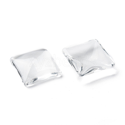 Transparent Glass Square Cabochons GGLA-S022-12mm-1