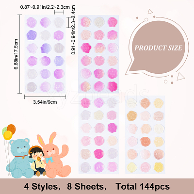 8 Sheets 4 Colors PVC Adhesive Wax Seal Stickers Set STIC-CP0001-14-1