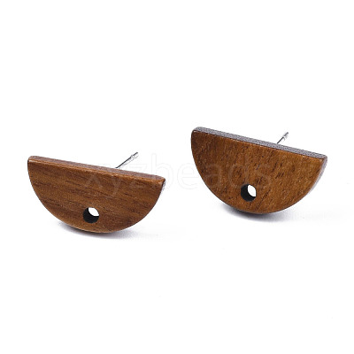 Walnut Wood Stud Earring Findings MAK-N032-012-1