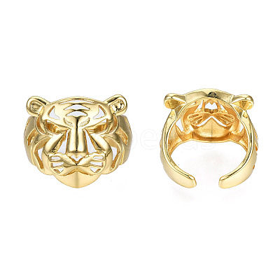 Brass Tiger Open Cuff Ring RJEW-N037-018-1