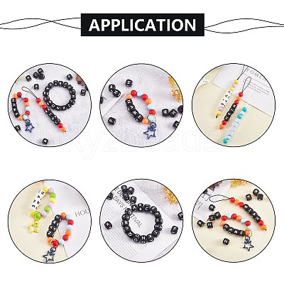 20Pcs Black Cube Letter Silicone Beads 12x12x12mm Square Dice Alphabet Beads with 2mm Hole Spacer Loose Letter Beads for Bracelet Necklace Jewelry Making JX433T-1