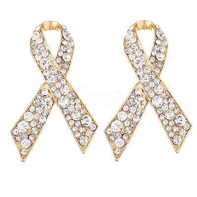 2Pcs Awareness Ribbon Alloy Rhinestone Brooches for for Backpack Clothes JEWB-FH0002-19G-1