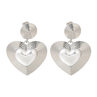 Rack Plating Heart Brass Stud Earrings EJEW-H016-11P-1
