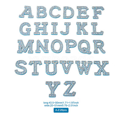Alphabet Resin Rhinestone Patches DIY-TAC0005-45F-1