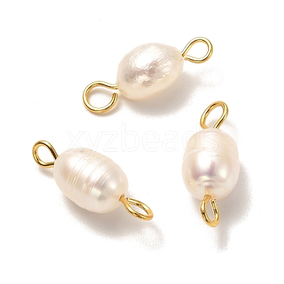 Natural Cultured Freshwater Pearl Beads Links Connectors X1-PALLOY-JF00941-02-1