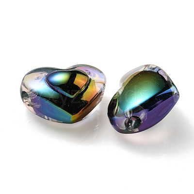 UV Plating Rainbow Iridescent Transparent Acrylic Beads OACR-C007-04F-1