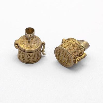 Brass Prayer Box Pendants KK-F722-29C-RS-1
