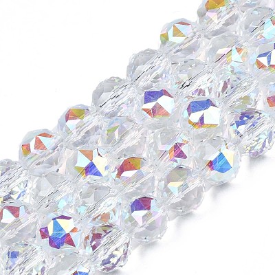 Electroplate Transparent Glass Beads Strands EGLA-N002-18A-B01-1