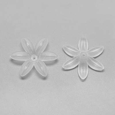 6-Petal Transparent Acrylic Bead Caps FACR-S018-SB518-1