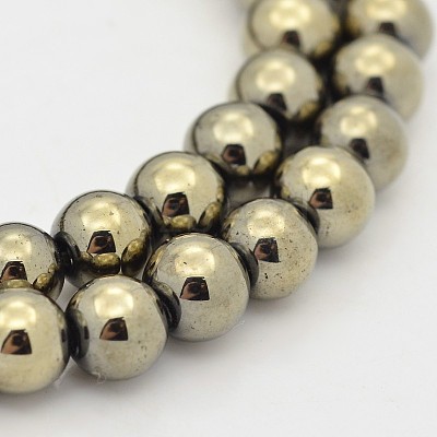 Round Non-magnetic Synthetic Hematite Beads Strands G-D617-4mm-26-1