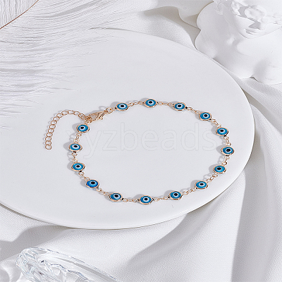 1Pc Ethnic Style Evil Eye Link Chain Bracelets for Women BJEW-LP0004-15-1