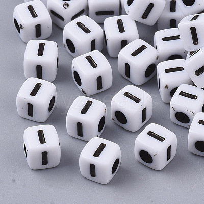 White Opaque Acrylic Beads MACR-R869-02I-1