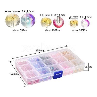 565Pcs 15 Style Transparent Spray Painted Glass Beads Strands GLAA-YW0001-47-1