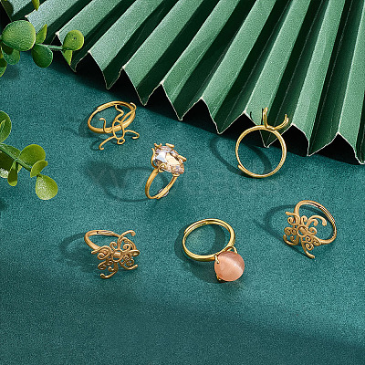 6Pcs 3 Styles Adjustable Brass Ring Components FIND-ME0001-78-1
