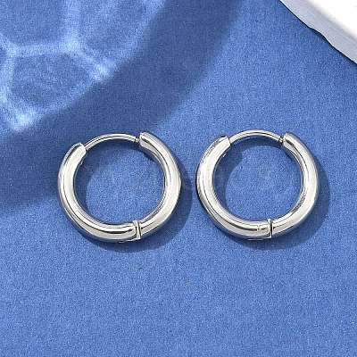 Tarnish Resistant 304 Stainless Steel Huggie Hoop Earrings EJEW-F111B-16mm-P-1