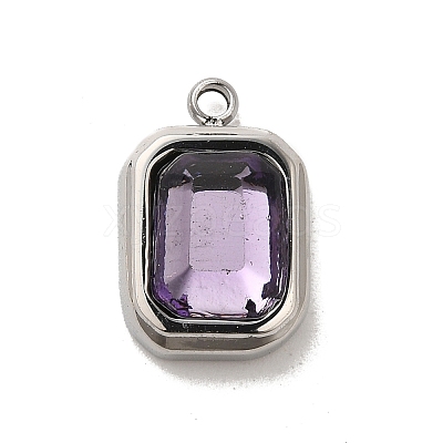 High Polished 304 Stainless Steel Glass Pendants STAS-L022-062P-03-1