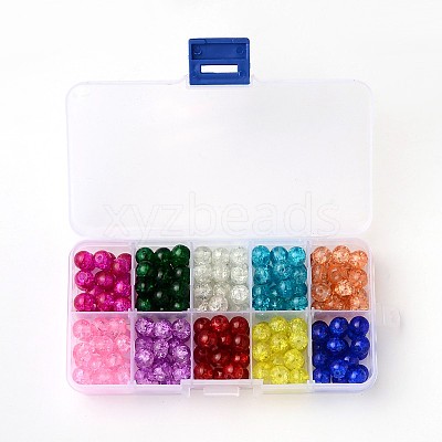 Spray Painted Transparent Crackle Glass Beads Strands CCG-X0002-B-1