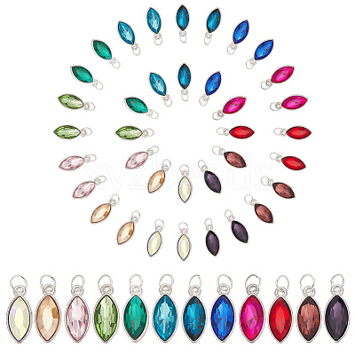 2 Sets Alloy Glass Pendants GLAA-PH0002-52-1