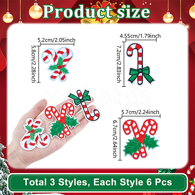 18Pcs 3 Styles Christmas Embroider Thread Iron on/Sew On Patches PATC-NB0001-47-1