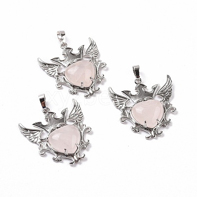 Natural Rose Quartz Pendants G-P496-04P-15-1