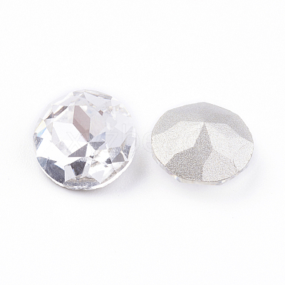 Pointed Back & Back Plated Glass Rhinestone Cabochons RGLA-J012-8mm-001-1